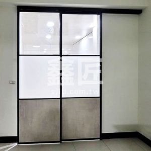 黑框三格玻璃雙緩衝懸吊拉門/拉門WSP171