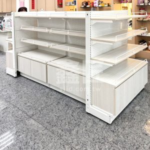 雙面洞板木層板底櫃中島架/端架