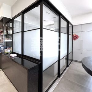 L型垂壁地軌式鋁框拉門WSP359(屏風+拉門)