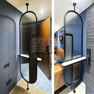 造型黑框圓弧層板鐵框屏風