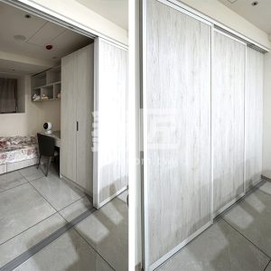 地軌式鋁框木板拉門WSP365