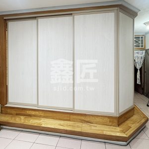 地軌式鋁框拉門(奶茶框+木板)WSP382